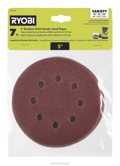 7個ランダムオービットサンダーサンドペーパー5枚 RYOBI XJJH767 アクセサリー