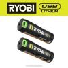 USB リチウム 3ah リチウム充電式バッテリー (2 個パック) RYOBI XJJH712 バッテリーと充電器